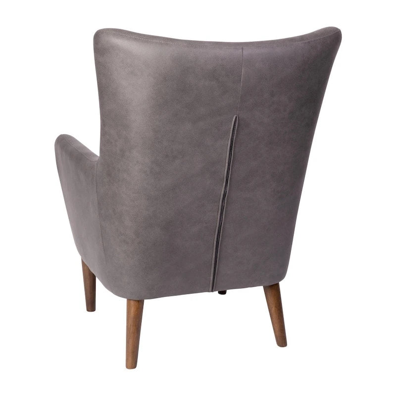 Fauteuil d'appoint commercial à oreilles, rembourré, avec cadre et pieds en bois - 33,25P x 29,75L x 41,25H