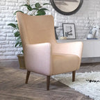 Fauteuil d'appoint commercial à oreilles, rembourré, avec cadre et pieds en bois - 33,25P x 29,75L x 41,25H