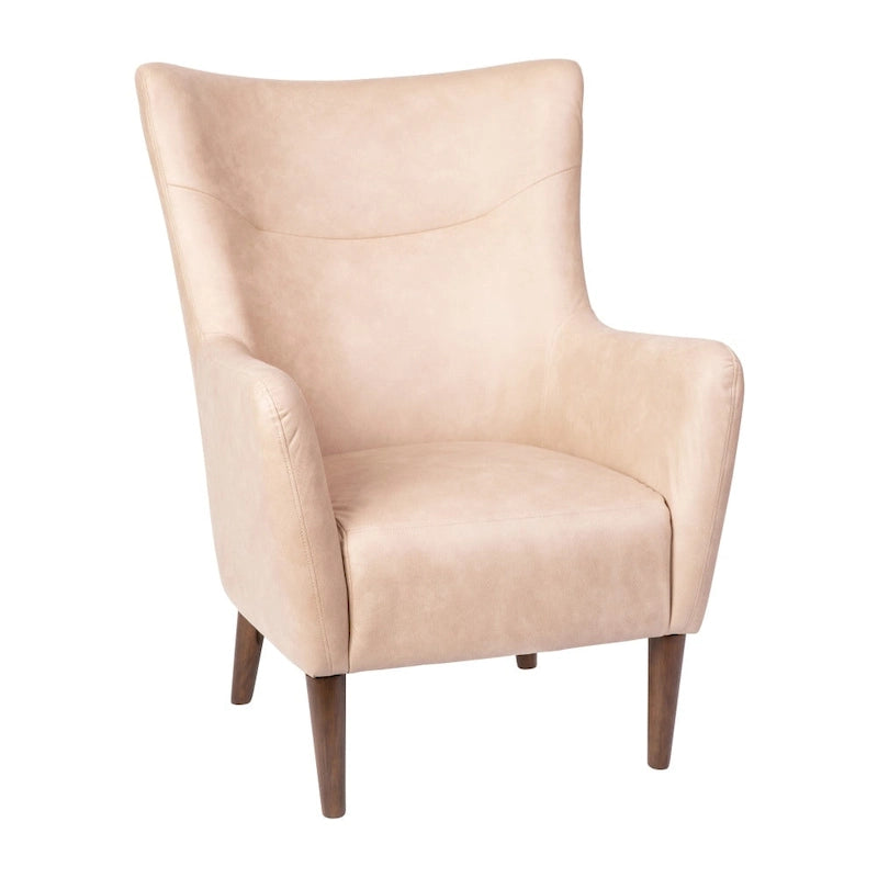 Fauteuil d'appoint commercial à oreilles, rembourré, avec cadre et pieds en bois - 33,25P x 29,75L x 41,25H