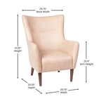 Fauteuil d'appoint commercial à oreilles, rembourré, avec cadre et pieds en bois - 33,25P x 29,75L x 41,25H
