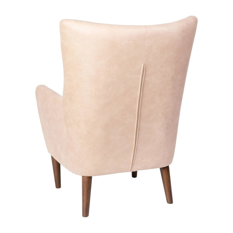 Fauteuil d'appoint commercial à oreilles, rembourré, avec cadre et pieds en bois - 33,25P x 29,75L x 41,25H