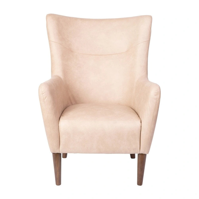 Fauteuil d'appoint commercial à oreilles, rembourré, avec cadre et pieds en bois - 33,25P x 29,75L x 41,25H
