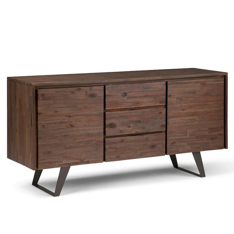 WYNDENHALL Mitchell Buffet industriel moderne rectangulaire en métal de 60 po de large en BOIS DE CHÊNE - 60 x 17 x 30