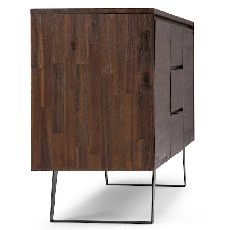 WYNDENHALL Mitchell Buffet industriel moderne rectangulaire en métal de 60 po de large en BOIS DE CHÊNE - 60 x 17 x 30