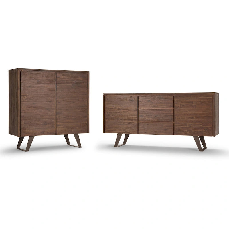 WYNDENHALL Mitchell Buffet industriel moderne rectangulaire en métal de 60 po de large en BOIS DE CHÊNE - 60 x 17 x 30