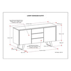 WYNDENHALL Mitchell Buffet industriel moderne rectangulaire en métal de 60 po de large en BOIS DE CHÊNE - 60 x 17 x 30