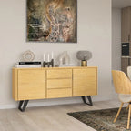 WYNDENHALL Mitchell Buffet industriel moderne rectangulaire en métal de 60 po de large en BOIS DE CHÊNE - 60 x 17 x 30