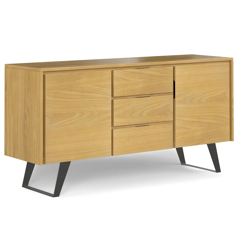 WYNDENHALL Mitchell Buffet industriel moderne rectangulaire en métal de 60 po de large en BOIS DE CHÊNE - 60 x 17 x 30