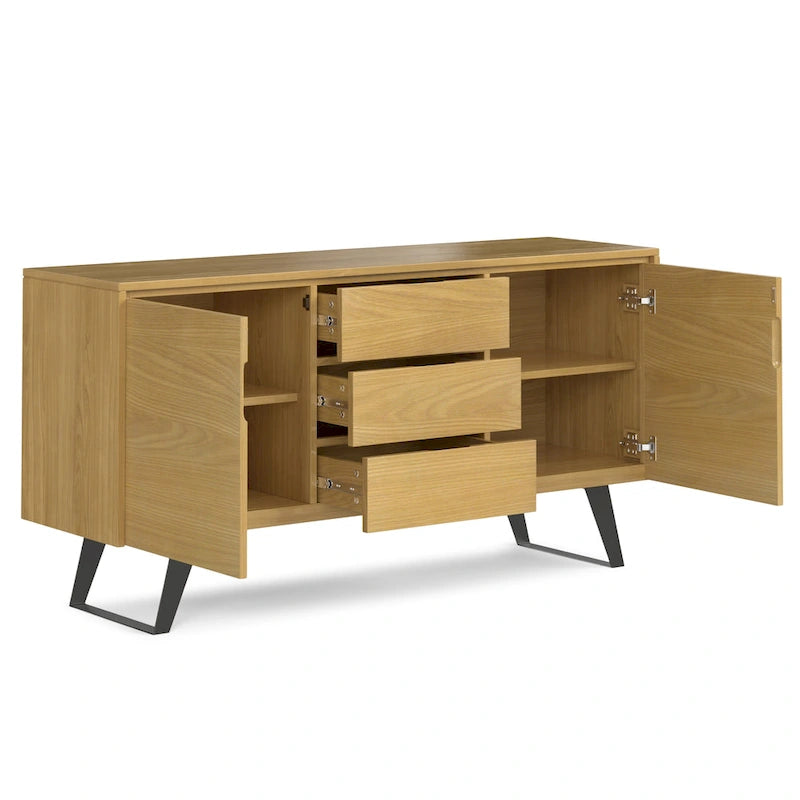WYNDENHALL Mitchell Buffet industriel moderne rectangulaire en métal de 60 po de large en BOIS DE CHÊNE - 60 x 17 x 30