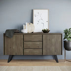 WYNDENHALL Mitchell Buffet industriel moderne rectangulaire en métal de 60 po de large en BOIS DE CHÊNE - 60 x 17 x 30