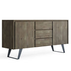 WYNDENHALL Mitchell Buffet industriel moderne rectangulaire en métal de 60 po de large en BOIS DE CHÊNE - 60 x 17 x 30