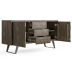 WYNDENHALL Mitchell Buffet industriel moderne rectangulaire en métal de 60 po de large en BOIS DE CHÊNE - 60 x 17 x 30