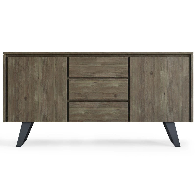 WYNDENHALL Mitchell Buffet industriel moderne rectangulaire en métal de 60 po de large en BOIS DE CHÊNE - 60 x 17 x 30