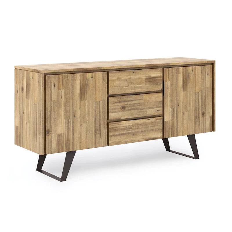 WYNDENHALL Mitchell Buffet industriel moderne rectangulaire en métal de 60 po de large en BOIS DE CHÊNE - 60 x 17 x 30