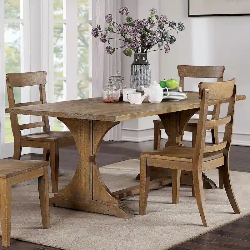 Table de salle à manger Badri Rustic en bois massif de 76 po de Furniture of America