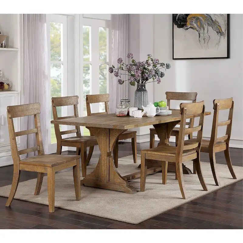 Table de salle à manger Badri Rustic en bois massif de 76 po de Furniture of America