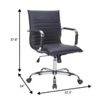 Chaise de bureau LeisureMod Harris dossier mi-hauteur, revêtement en cuir avec pivot, inclinaison et base chromée, siège de bureau moderne pour bureau à domicile ou salle de conférence