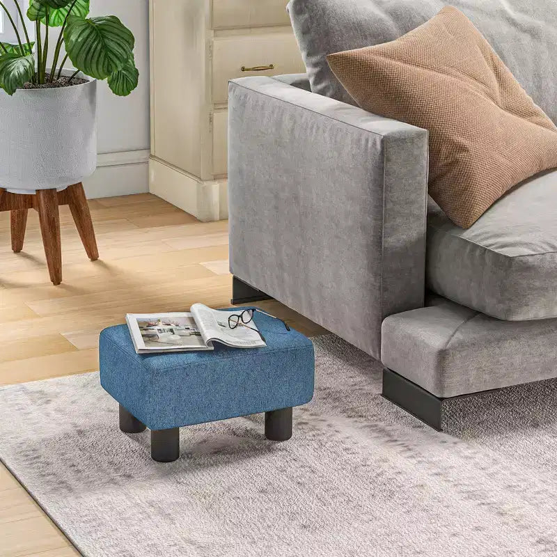 HOMCOM Pouf repose-pieds ottoman en tissu lin moderne 16 cubes