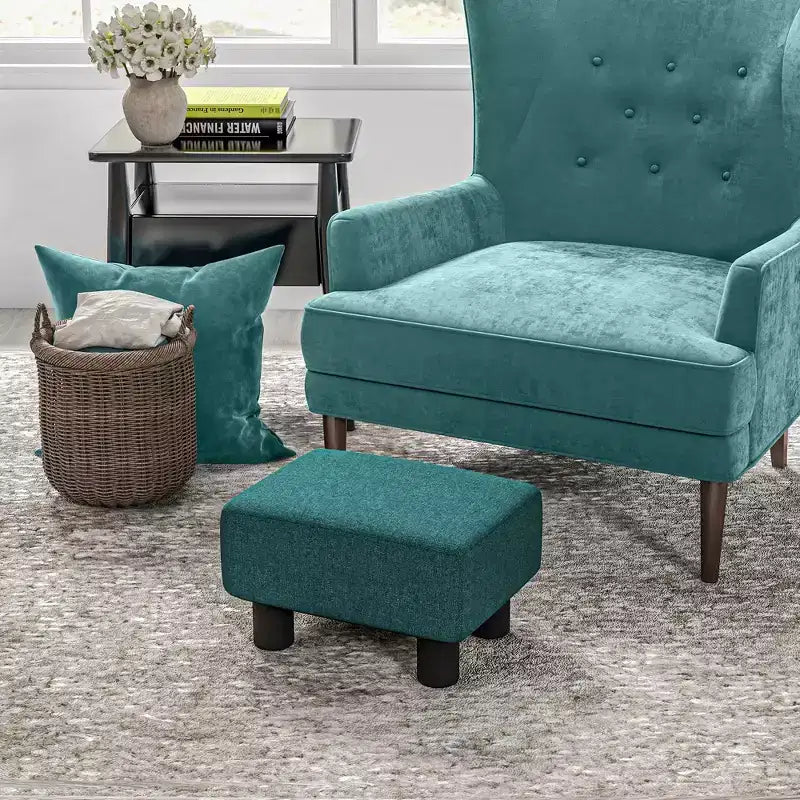 HOMCOM Pouf repose-pieds ottoman en tissu lin moderne 16 cubes
