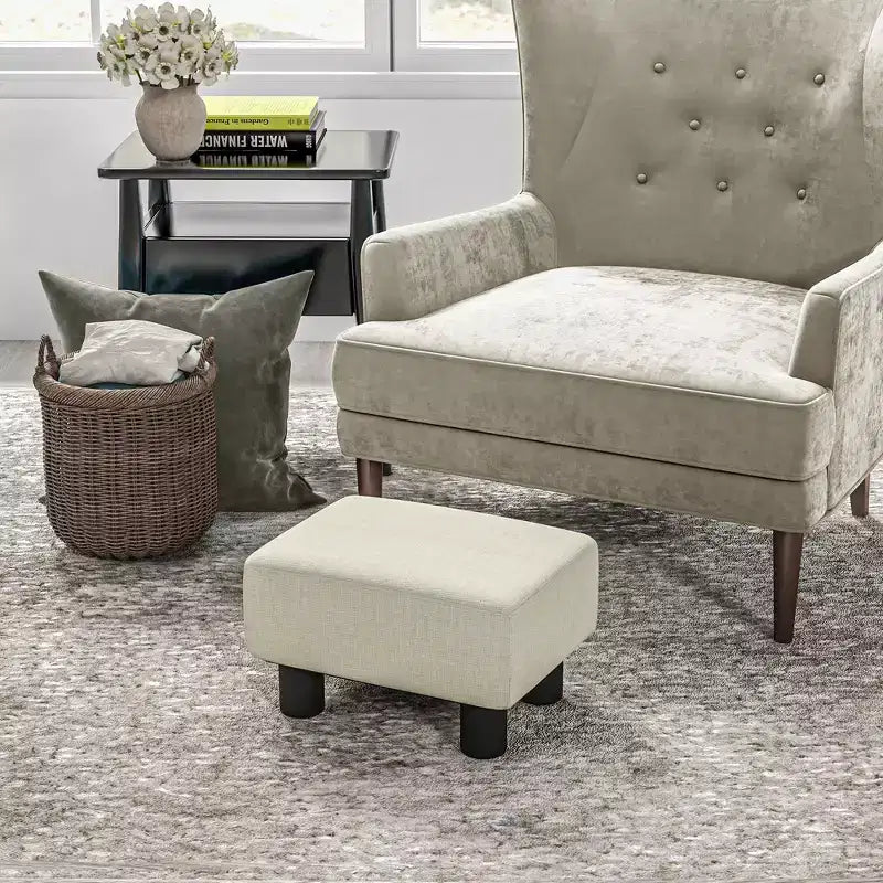 HOMCOM Pouf repose-pieds ottoman en tissu lin moderne 16 cubes