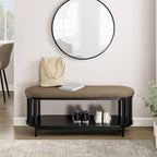 Middlebrook Scandi Upholstered-Top Storage Bench with Lower Shelf