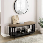 Banc de rangement Middlebrook Scandi avec plateau rembourré et étagère inférieure