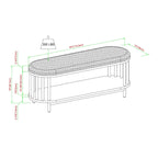 Banc de rangement Middlebrook Scandi avec plateau rembourré et étagère inférieure