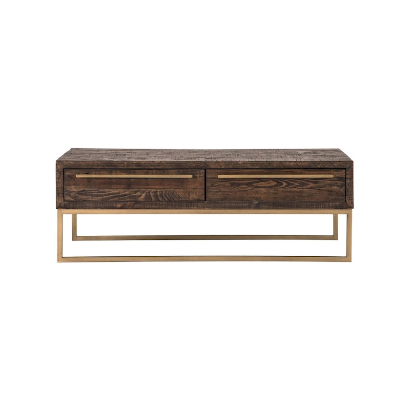 HomeRoots 47 table basse en métal marron foncé et or avec tiroir - 46,5