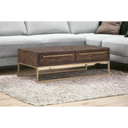 HomeRoots 47 table basse en métal marron foncé et or avec tiroir - 46,5