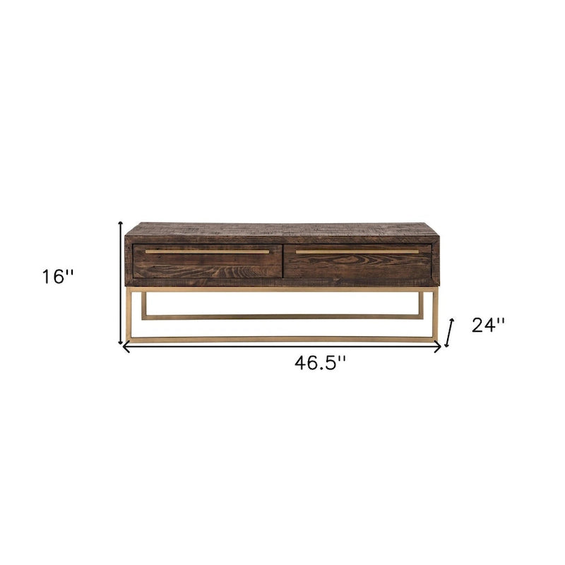 HomeRoots 47 table basse en métal marron foncé et or avec tiroir - 46,5