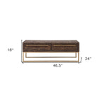 HomeRoots 47 table basse en métal marron foncé et or avec tiroir - 46,5