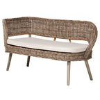 Banquet de coin repas en rotin Kubu naturel et bois d'acacia, style bohème moderne