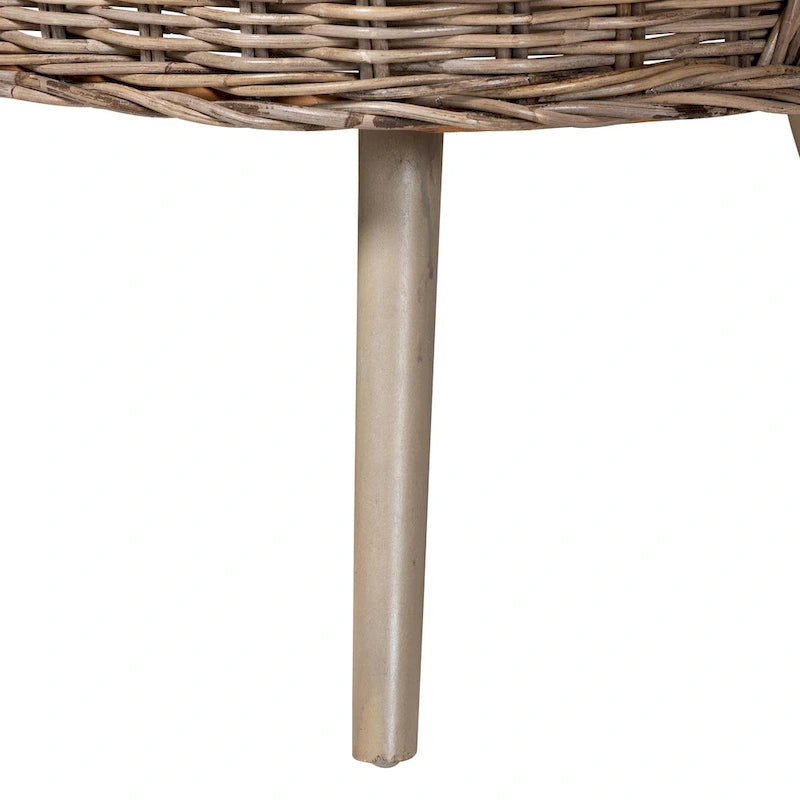 Banquet de coin repas en rotin Kubu naturel et bois d'acacia, style bohème moderne