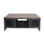 Table basse de rangement Conner en acier noir rustique et noyer foncé de 48 pouces par Furniture of America
