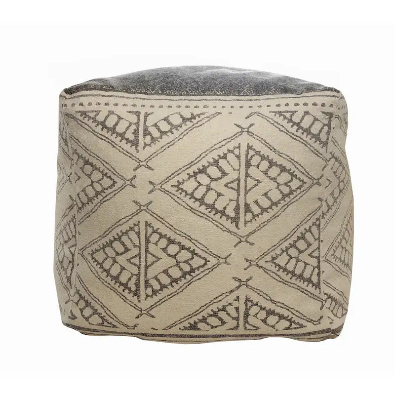 Pouf rustique géométrique fait main Sevita