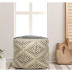 Pouf rustique géométrique fait main Sevita