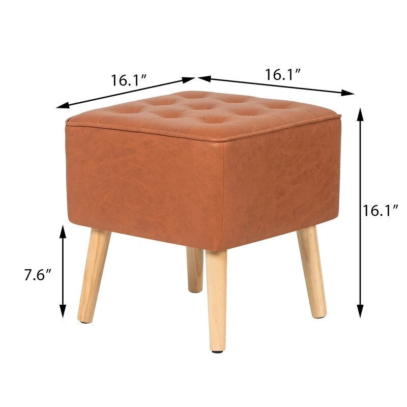 Repose-pieds/tabouret ottoman en similicuir touffeté carré Adeco