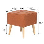 Repose-pieds/tabouret ottoman en similicuir touffeté carré Adeco