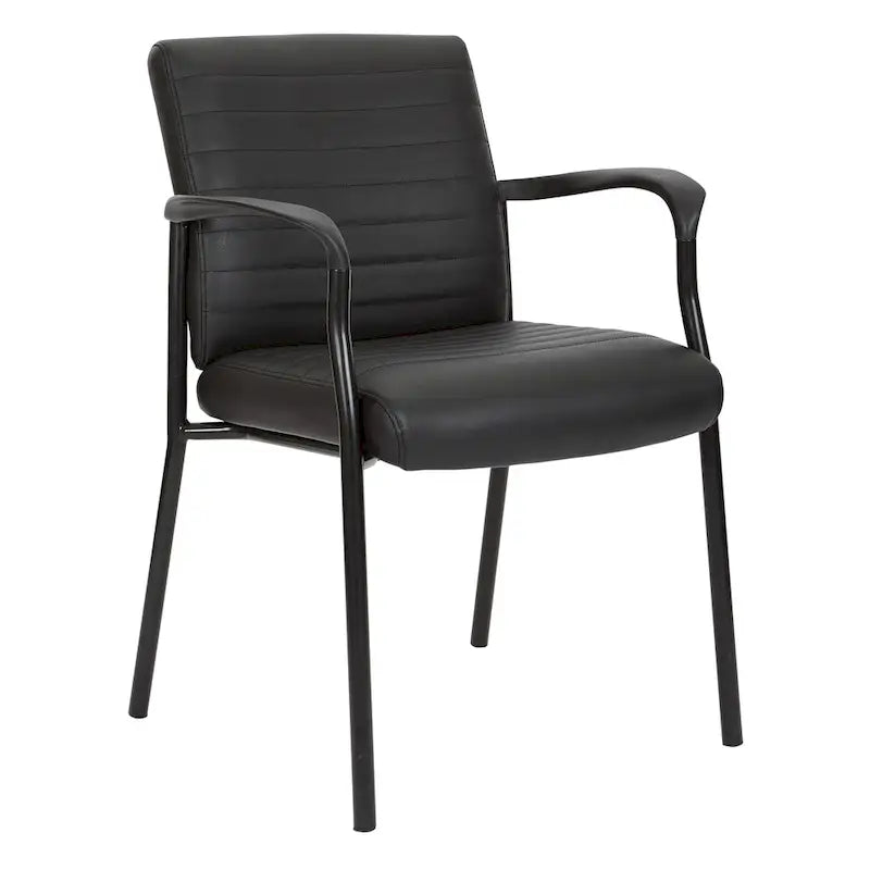Chaise visiteur en similicuir et cadre noir