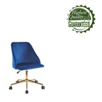 Chaise de bureau pivotante Porthos Home Ryo, velours, pieds chromés dorés
