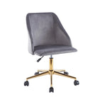 Chaise de bureau pivotante Porthos Home Ryo, velours, pieds chromés dorés