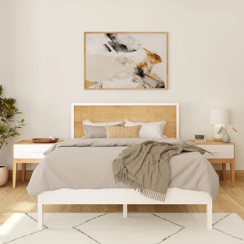 Ensemble de chambre à coucher 3 pièces « Plank and Beam » format grand lit avec 2 tables de chevet