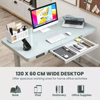 Bureau debout Costway 48 x 24 en verre monobloc avec tiroirs et plateau en verre trempé inscriptible Noir/Blanc