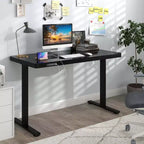 Bureau debout Costway 48 x 24 en verre monobloc avec tiroirs et plateau en verre trempé inscriptible Noir/Blanc