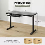Bureau debout Costway 48 x 24 en verre monobloc avec tiroirs et plateau en verre trempé inscriptible Noir/Blanc