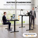 Bureau debout Costway 48 x 24 en verre monobloc avec tiroirs et plateau en verre trempé inscriptible Noir/Blanc
