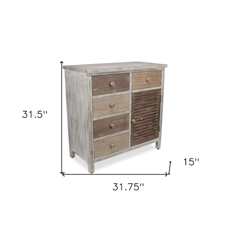 HomeRoots Table d'appoint rustique en bois massif marron à cinq tiroirs de 32 po - 31,75