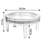 Table basse ronde en verre avec incrustation de cristal