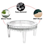 Table basse ronde en verre avec incrustation de cristal