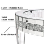 Table basse ronde en verre avec incrustation de cristal